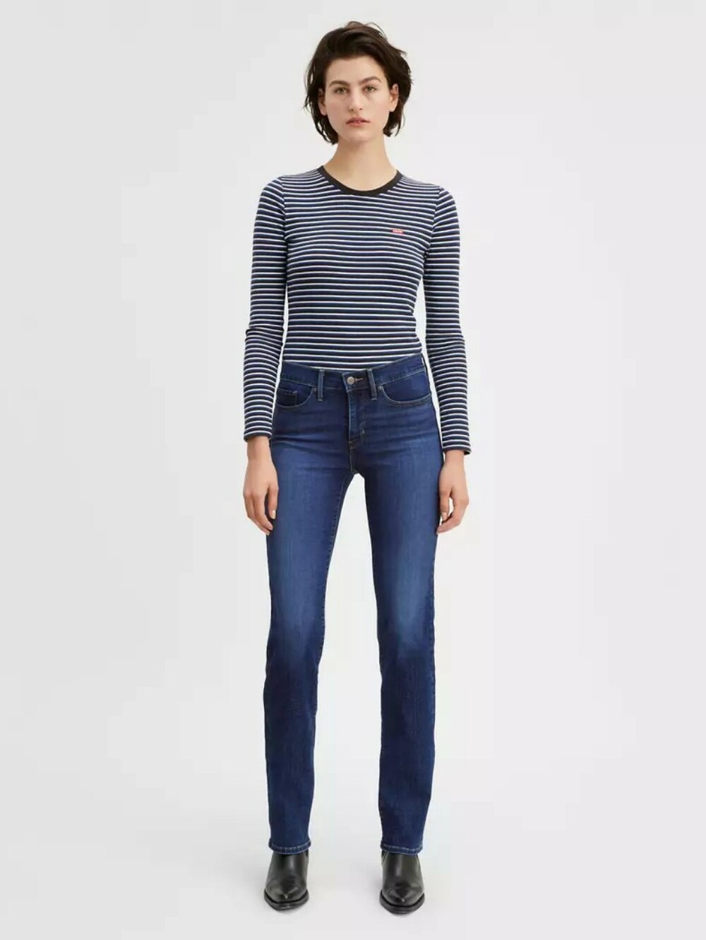 LEVIS 314 Shaping Straight Leg Mid-Rise Medium Wash Stretch Denim Jeans Size 27